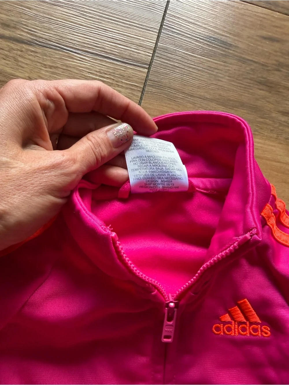 Adidas Toddler 2 Piece Tracksuit Set Pink Orange 18M Three Stripe Jacket Pants